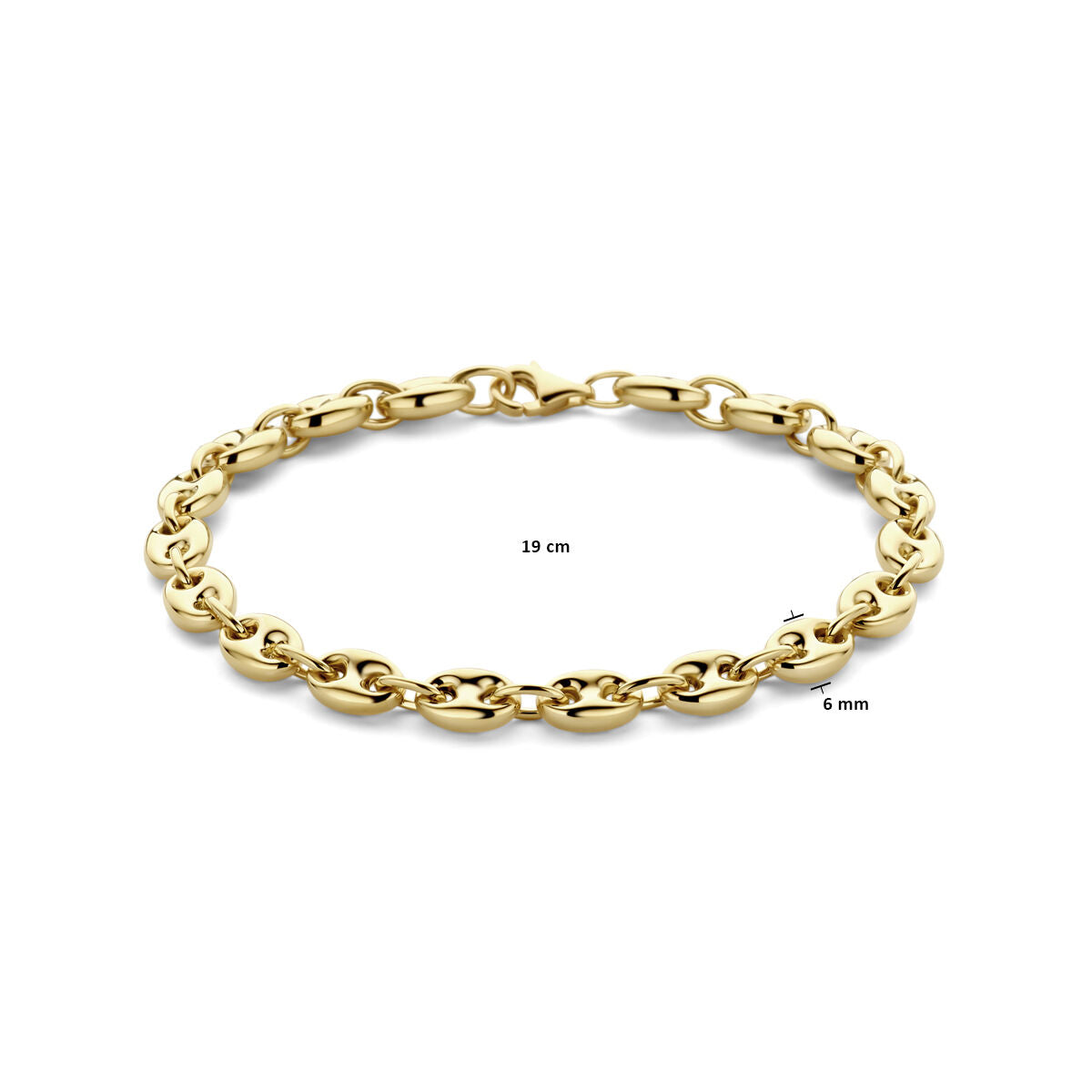 bransoletka z ziaren kawy 6 mm 19 cm 14K żółte złoto