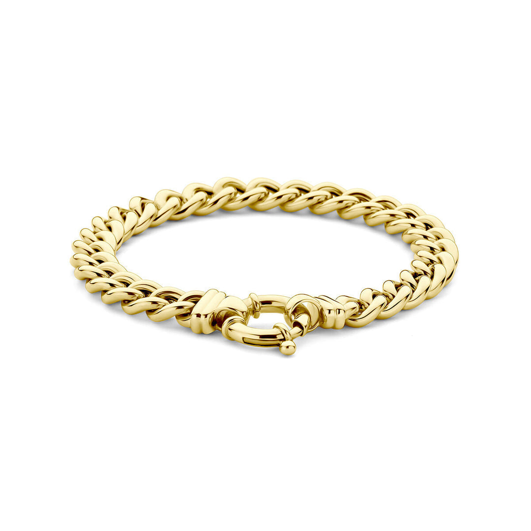 armband gourmette 7,7 mm 19 cm met groot springslot 14K geelgoud