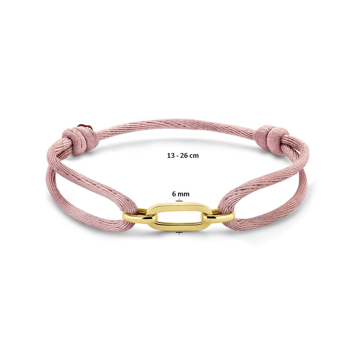 bransoletka satynowa miękki róż 13 - 26 cm 14K złoto z gumy/nylonu/skóry