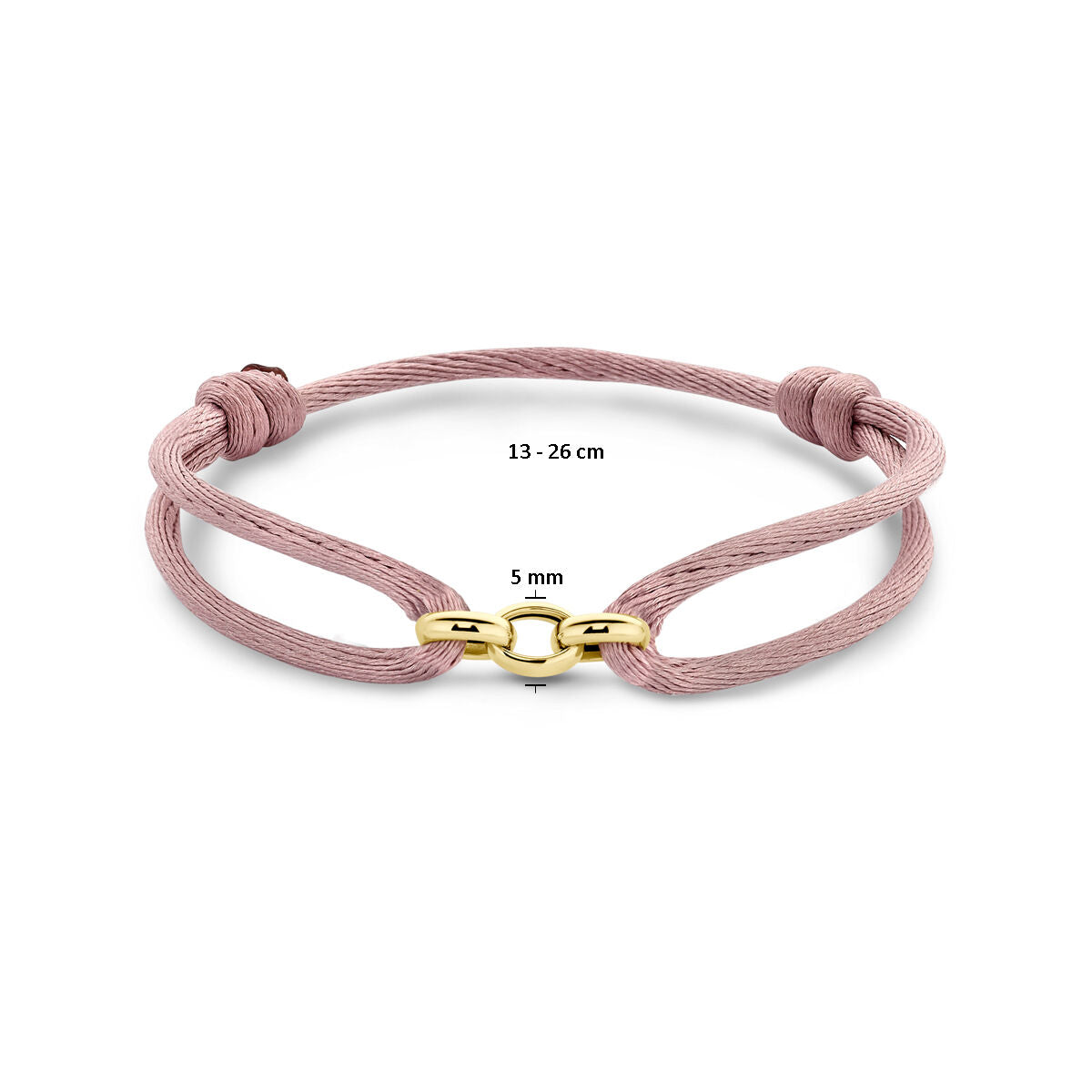 bransoletka satynowa miękki róż 13 - 26 cm 14K złoto z gumy/nylonu/skóry