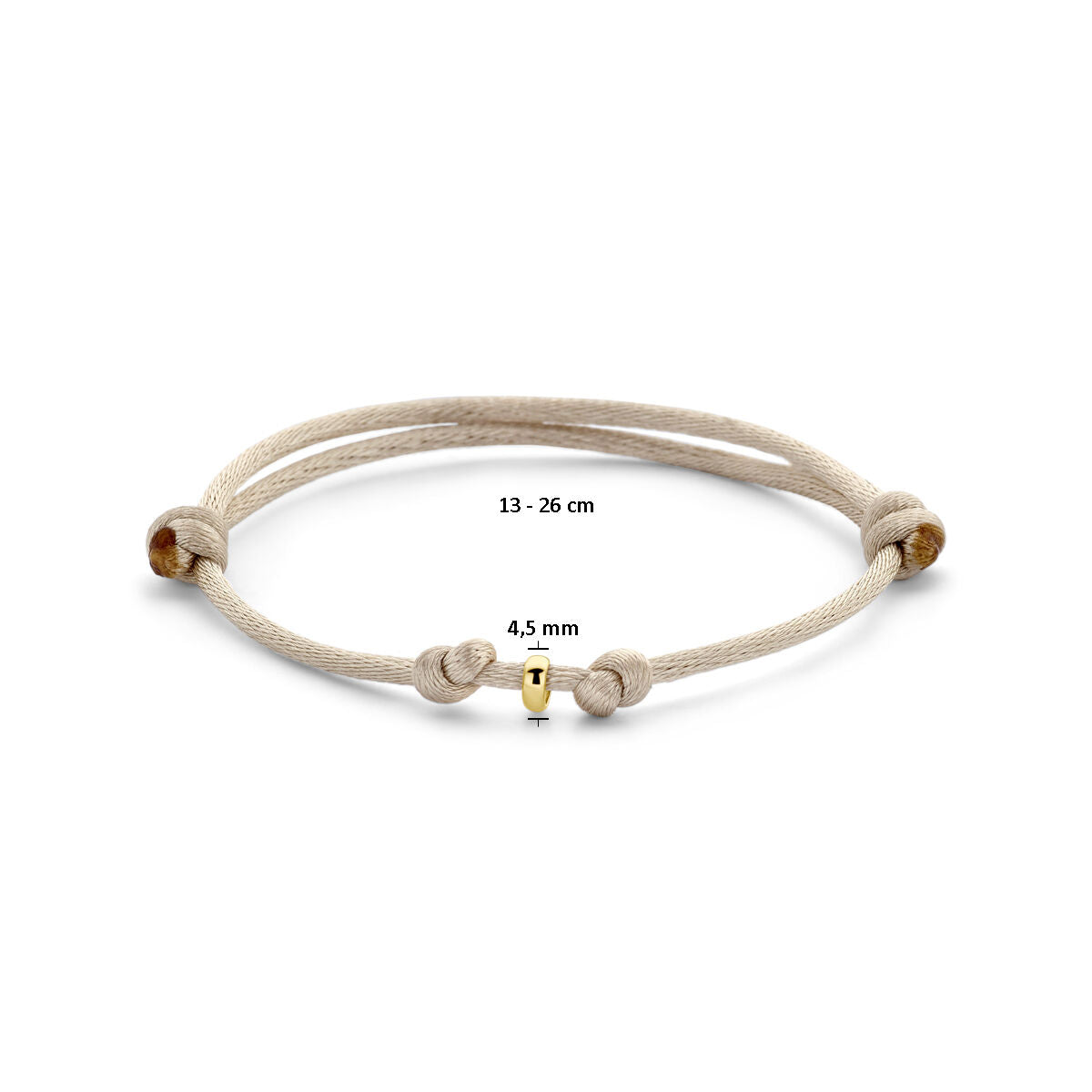 bransoletka satynowa beżowa 13 - 26 cm 14K złoto z gumy/nylonu/skóry