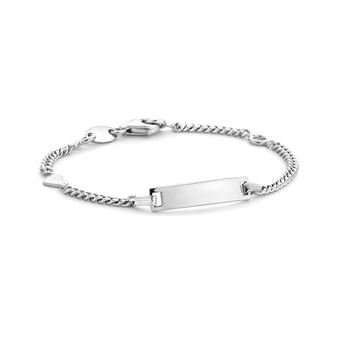 srebrna bransoletka gourmet z gładką płytką, długość 11-13 cm, z rhodiowaniem