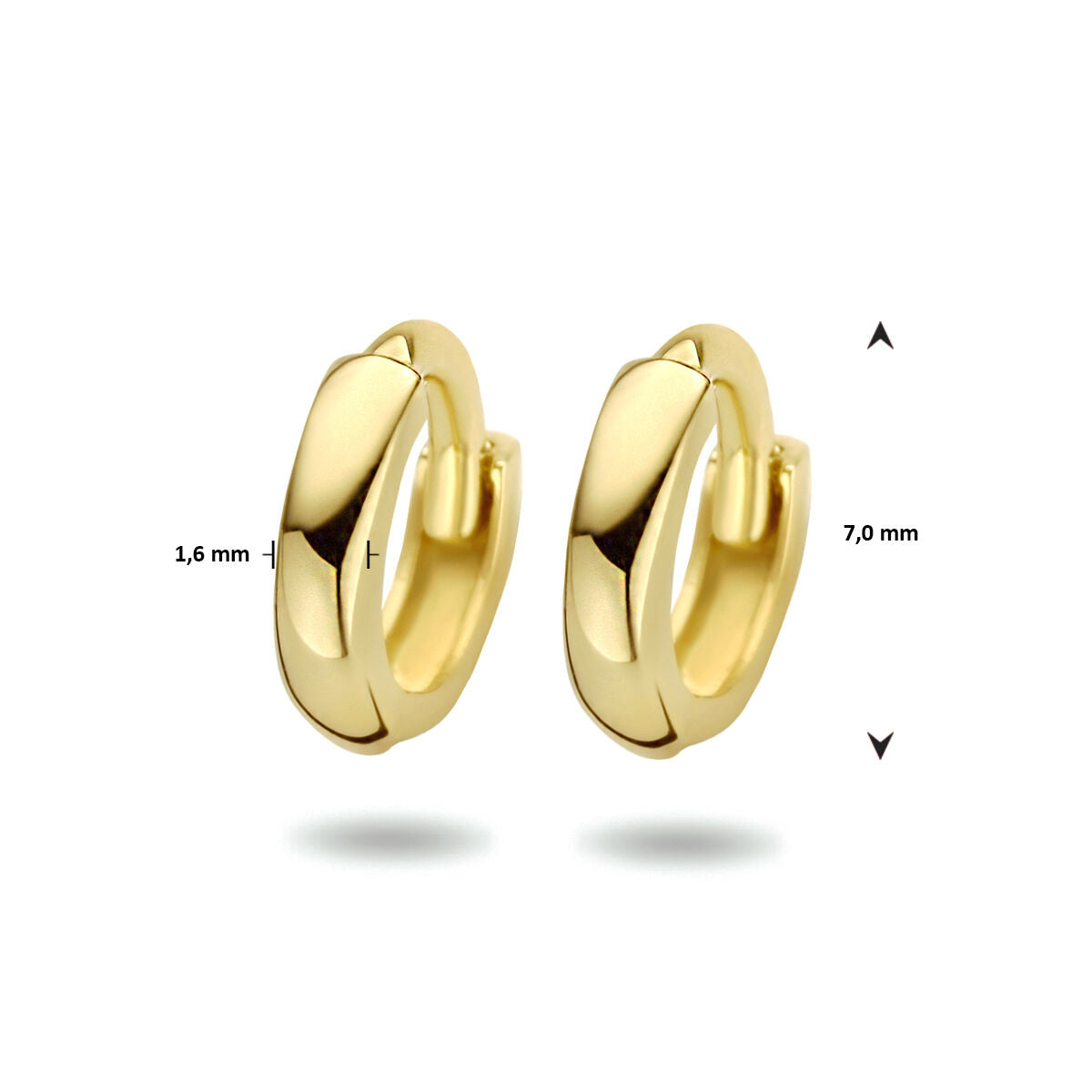 kolczyki koła 1,6 x 7,0 mm 14K żółte złoto