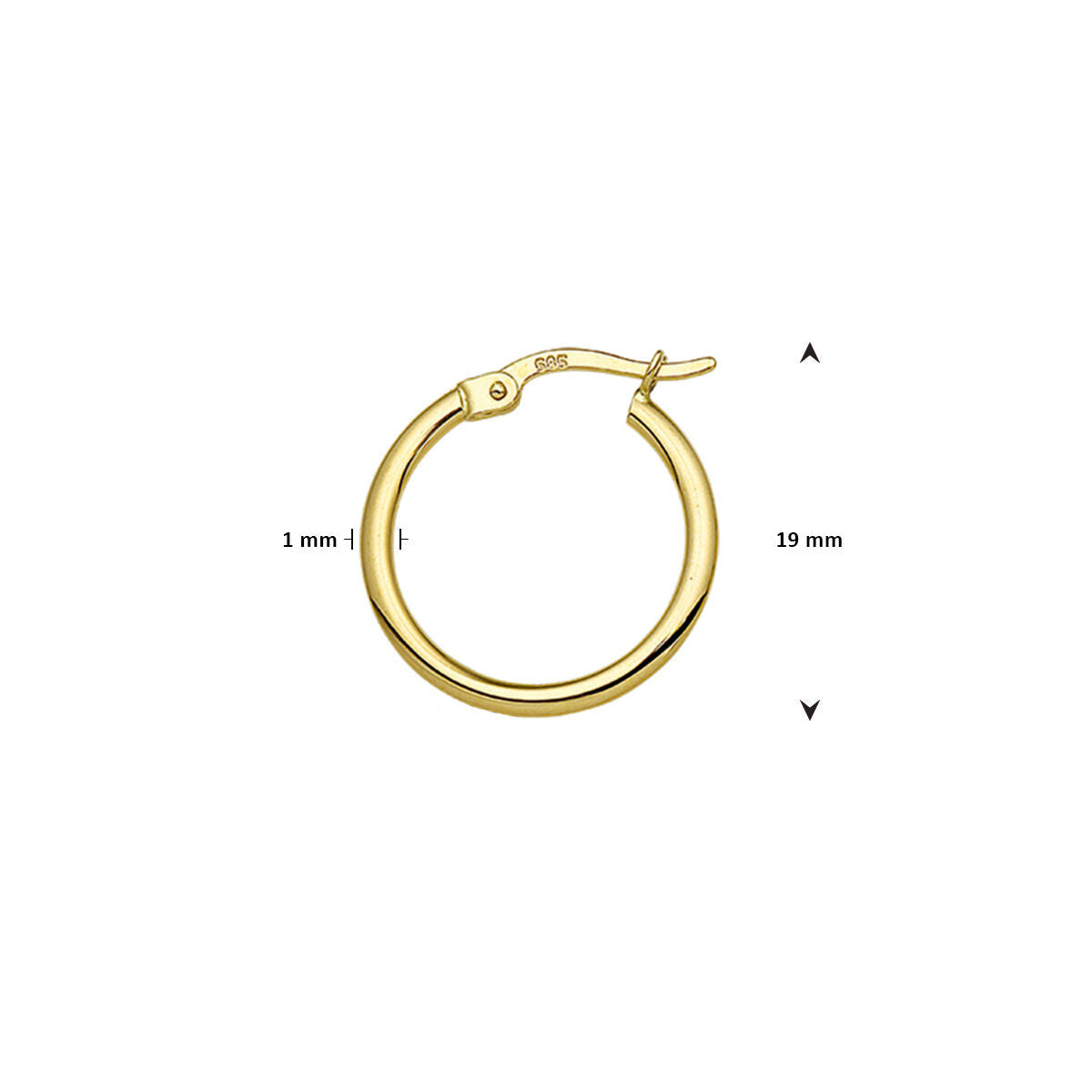 kolczyk 19 mm za sztukę 14K żółte złoto