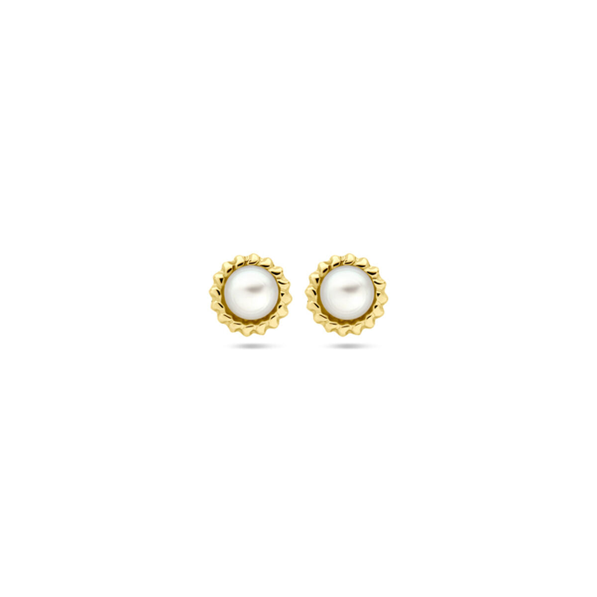 Kolczyki z perłą 5,0 mm w złotym 14K oprawie.
