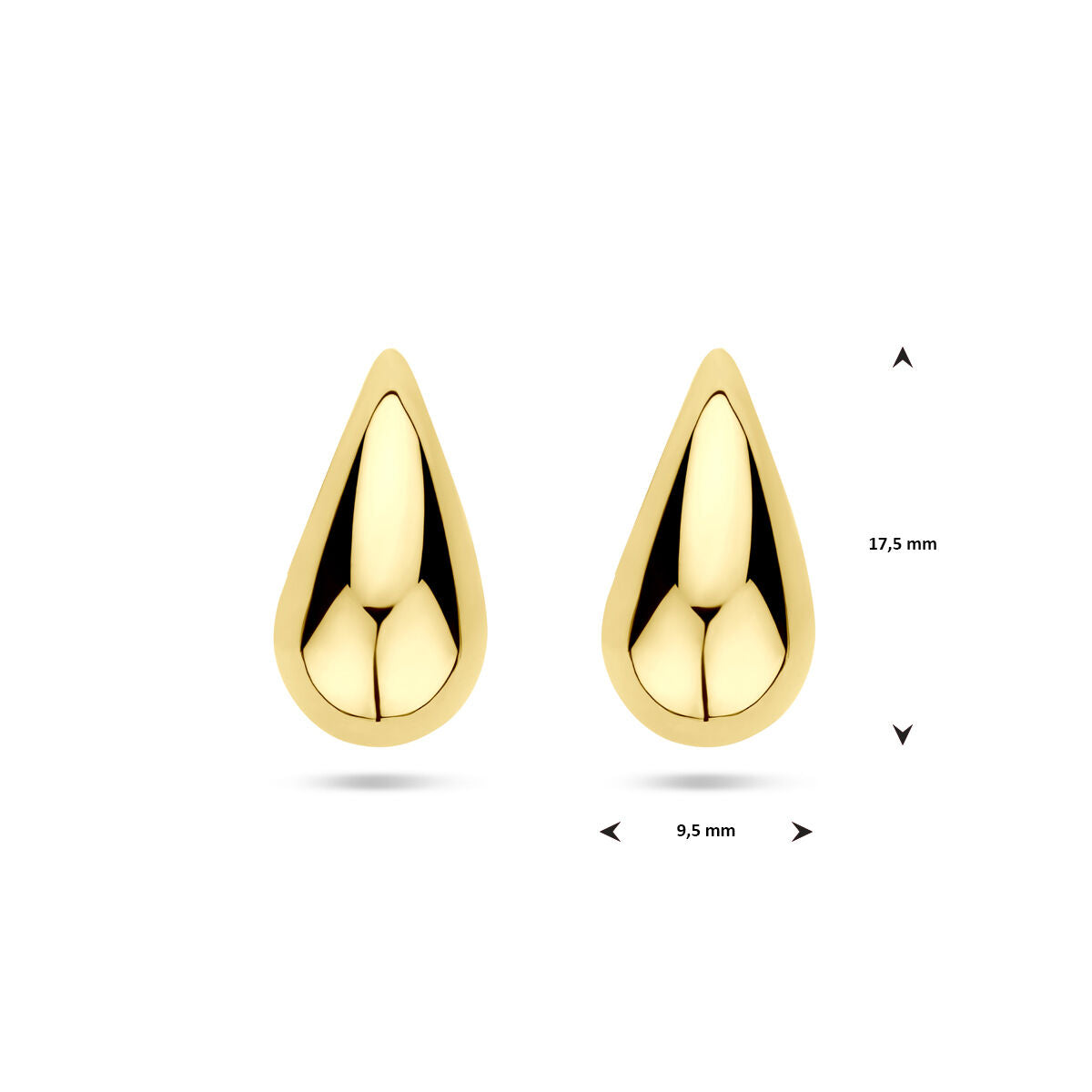 kolczyki wkrętki kropla 17,5 mm 14K żółte złoto