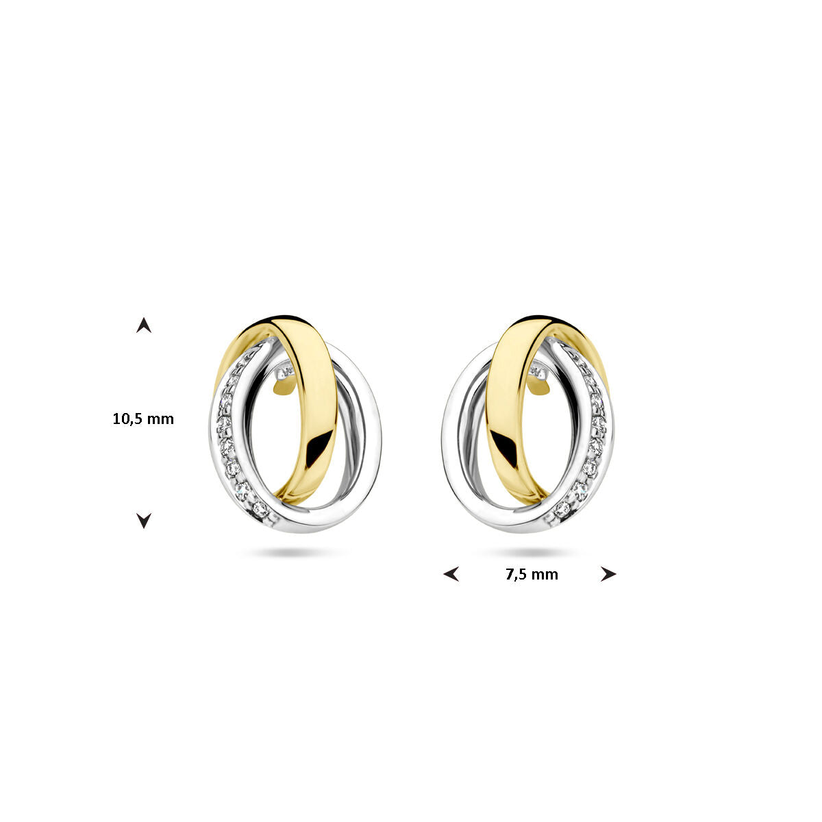 kolczyki wkrętki diament 0.05ct (2x 0.025ct) h si 14K bicolor złoto żółte/białe