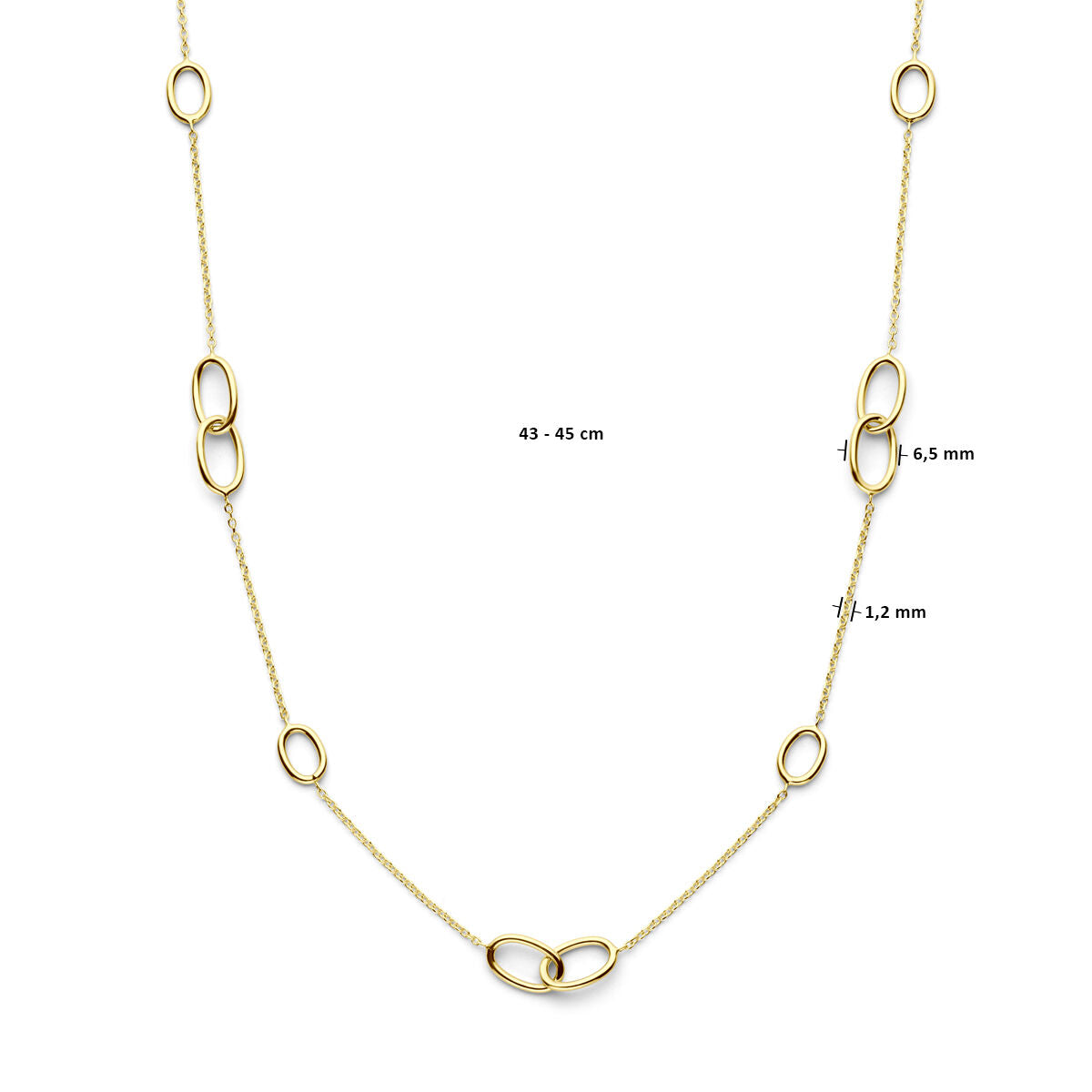 naszyjnik owalne 43 - 45 cm 14K żółte złoto
