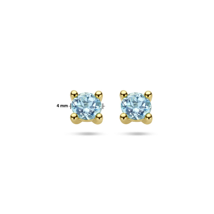 oorknoppen blauw topaas 14K geelgoud