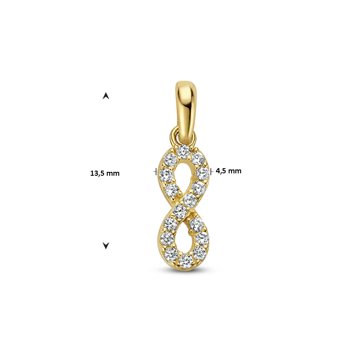 wisiorek infinity cyrkonia 14K żółte złoto
