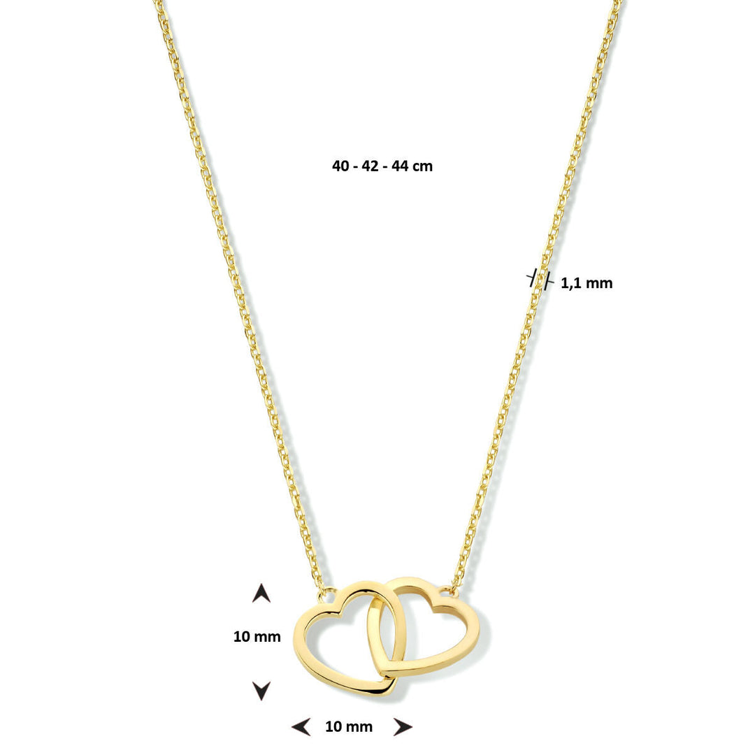 collier hartjes 40 - 42 - 44 cm 14K geelgoud