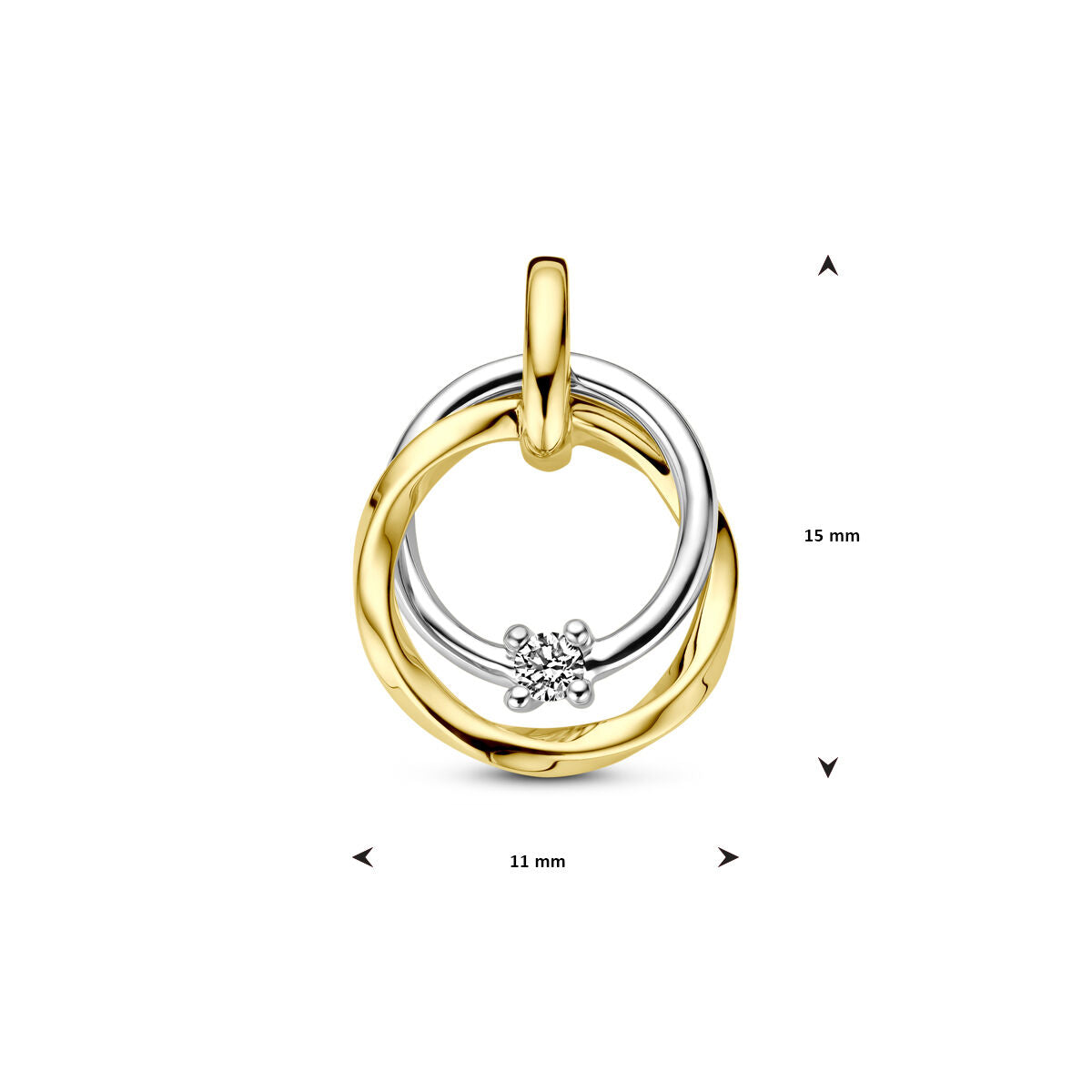 wisiorek diament 0.03ct h si 14K bicolor złoto żółte/białe