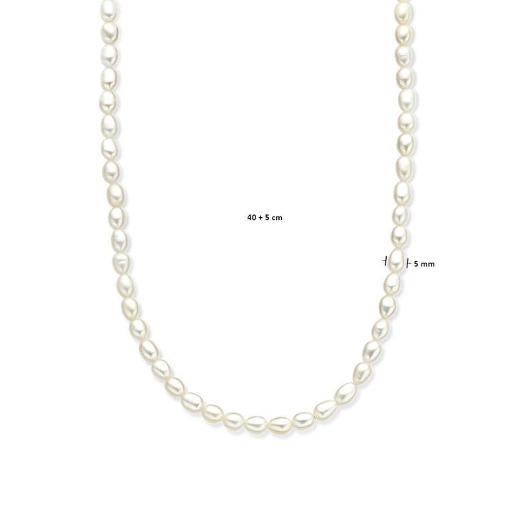 Zilveren ketting dames parels gerhodineerd