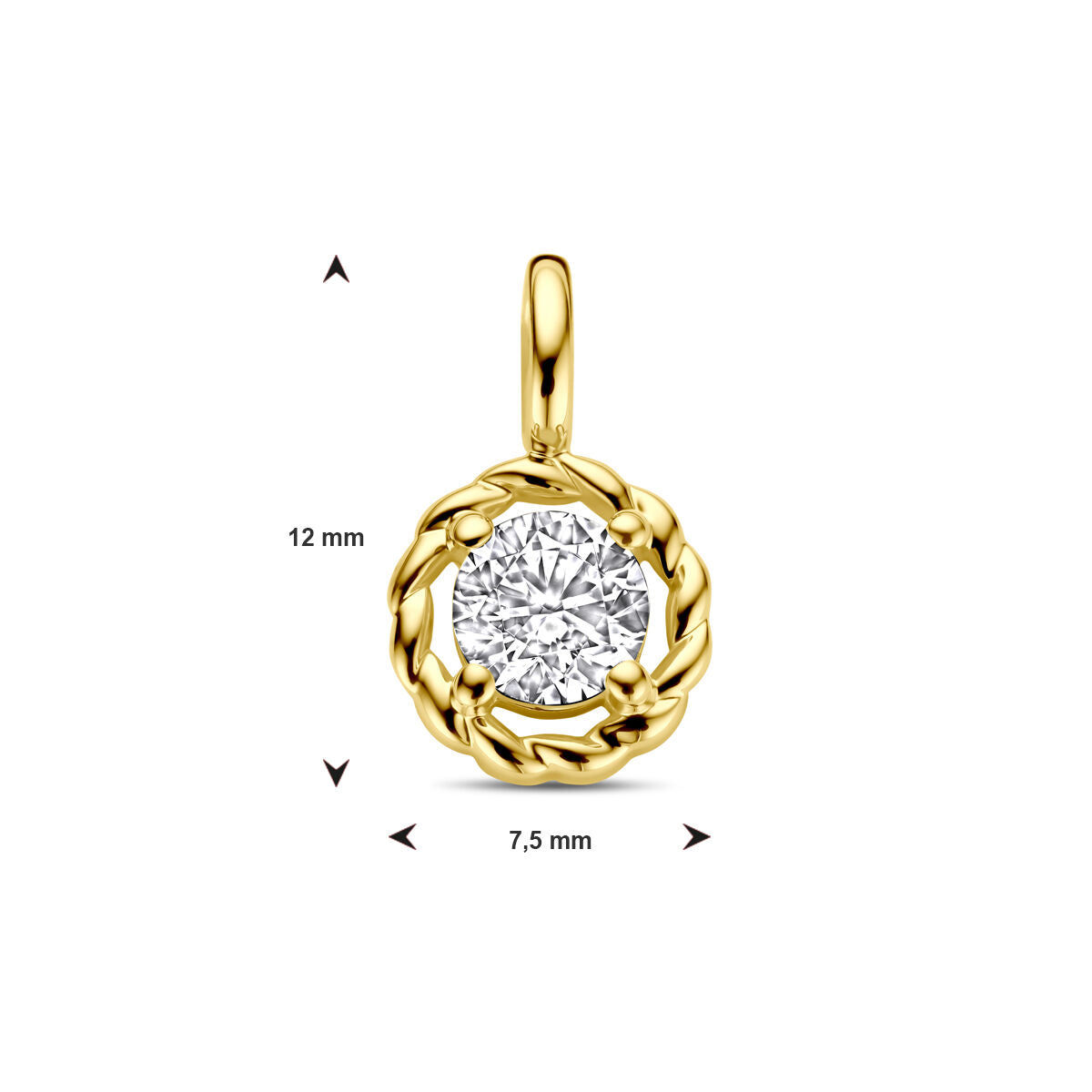 wisiorek cyrkonia 14K żółte złoto