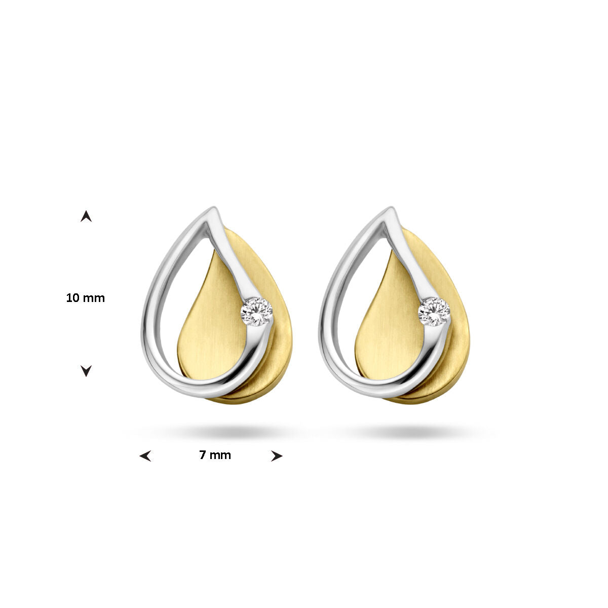 kolczyki wkrętki diament 0.03ct (2x 0.015ct) h si 14K bicolor złoto żółte/białe