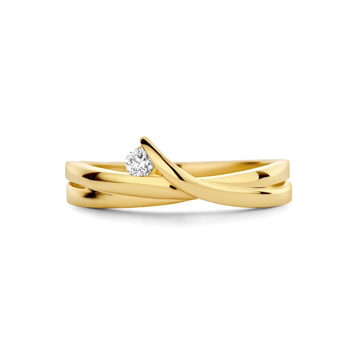 pierścionek diament 0.06ct h si 14K żółte złoto