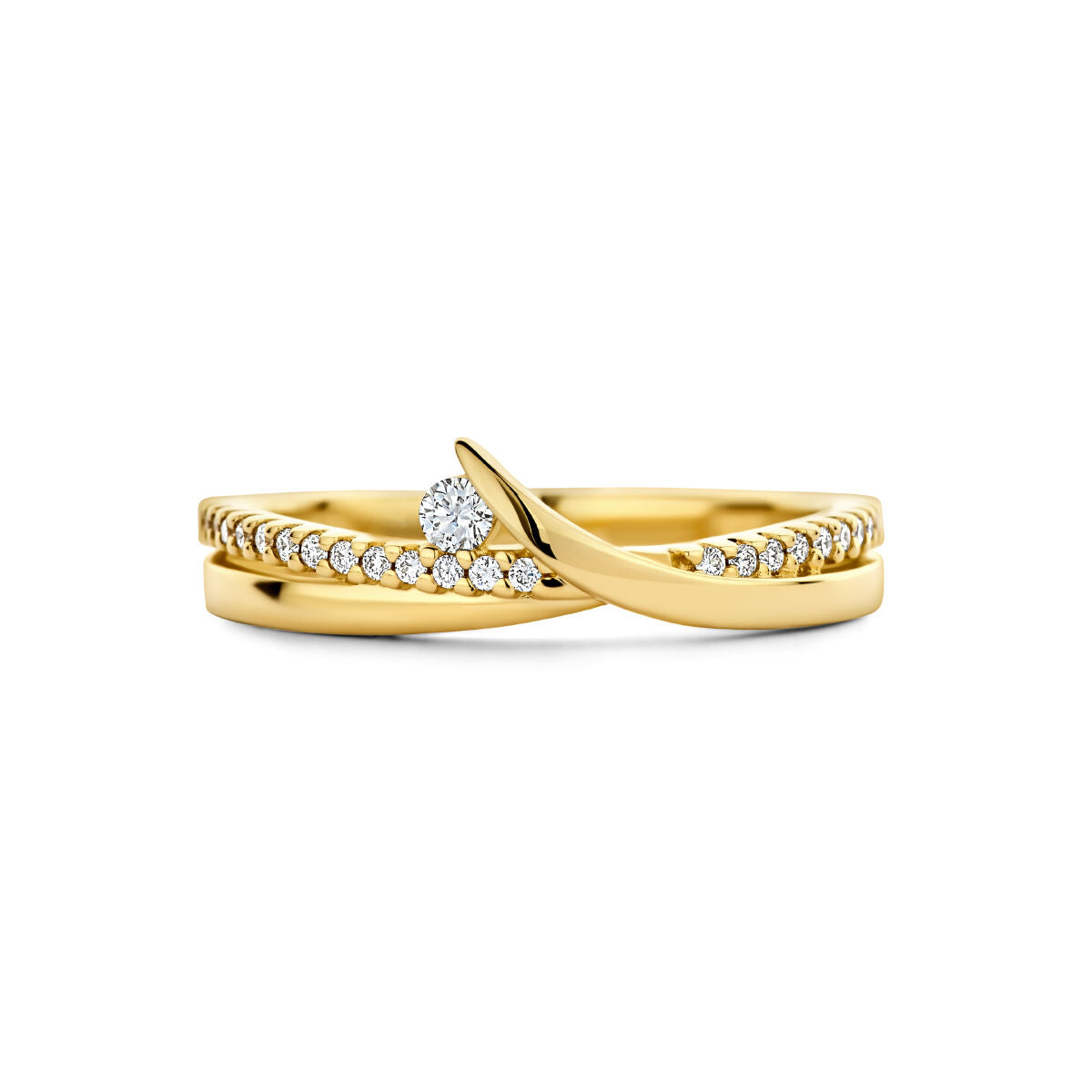 pierścionek diament 0.13ct h si 14K żółte złoto