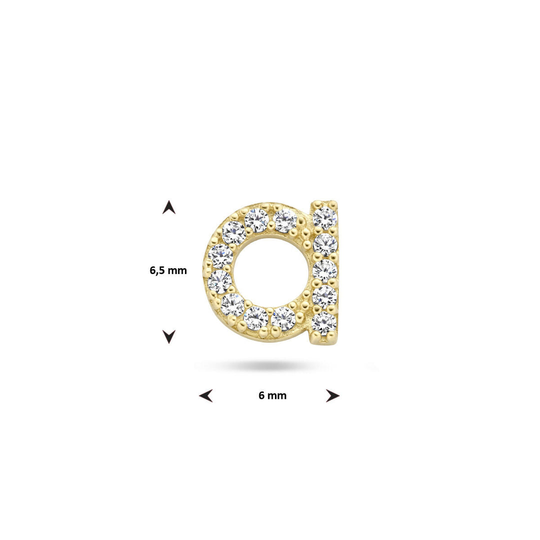 oorknop letter zirkonia per stuk zilver gerhodineerd