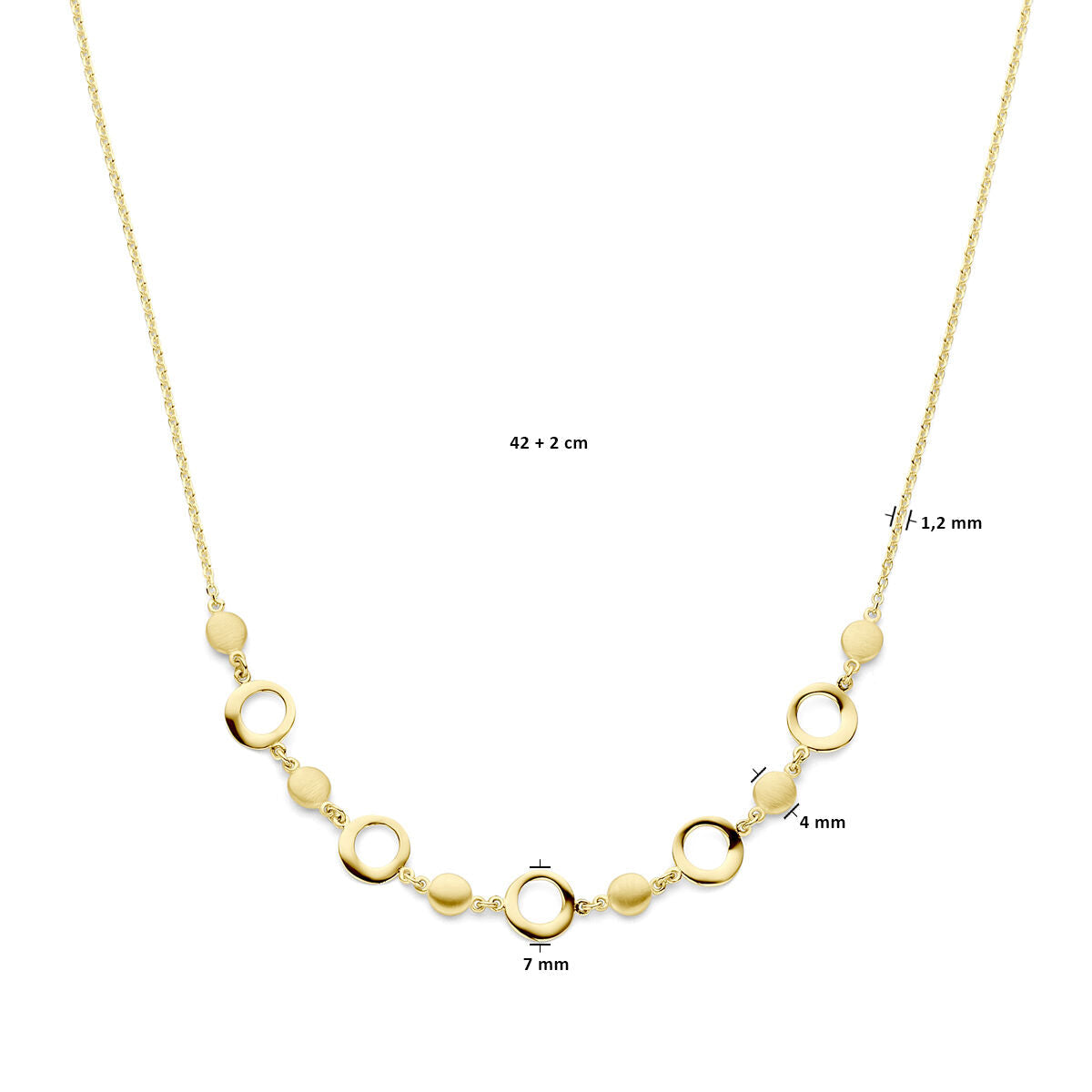 naszyjnik 42 + 2 cm poli/mat 14K żółte złoto