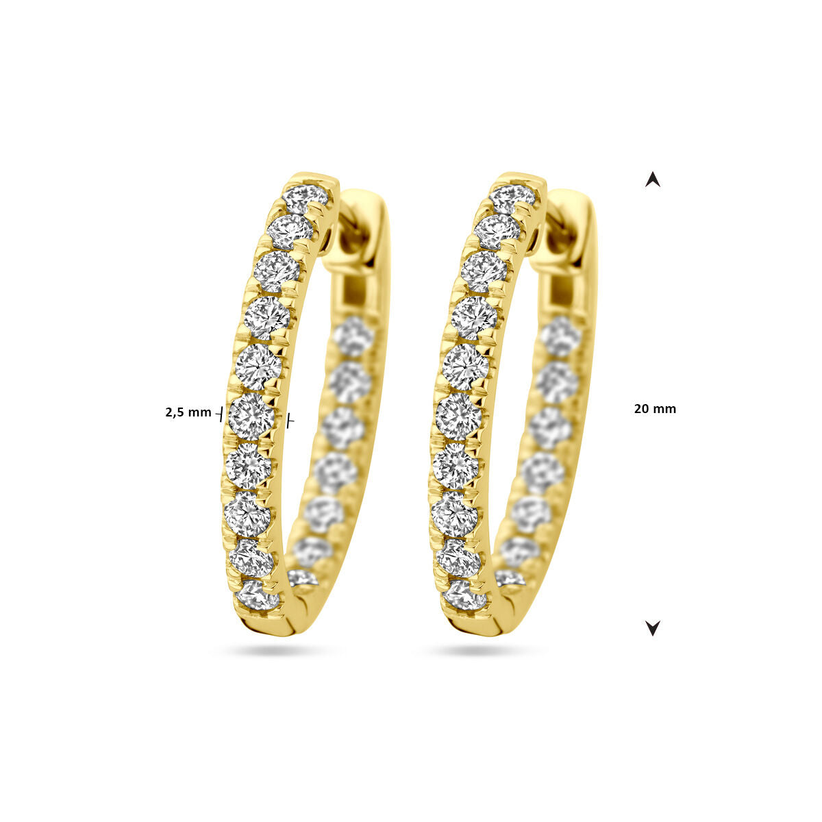 klapoświnki diament lab grown 0.96ct (2x 0.48ct) h si 14K żółte złoto