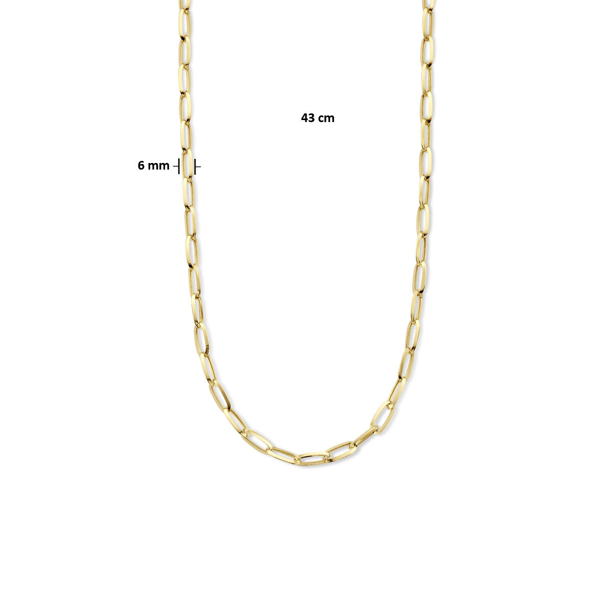 naszyjnik paperclip spiczasta rura 6,0 mm 43 cm 14K żółte złoto