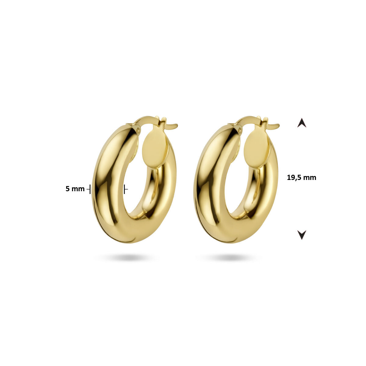 kolczyki koła 5,0 mm okrągła rura 14K żółte złoto