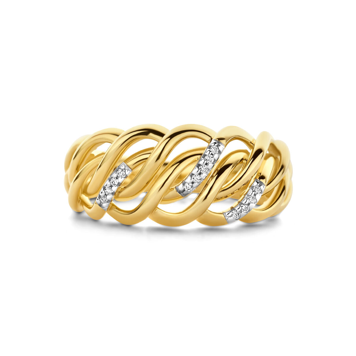 pierścionek diament 0.04ct h si 14K żółte złoto