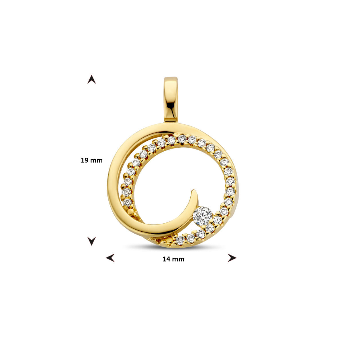 wisiorek okrągły diament 0.13ct h si 14K żółte złoto