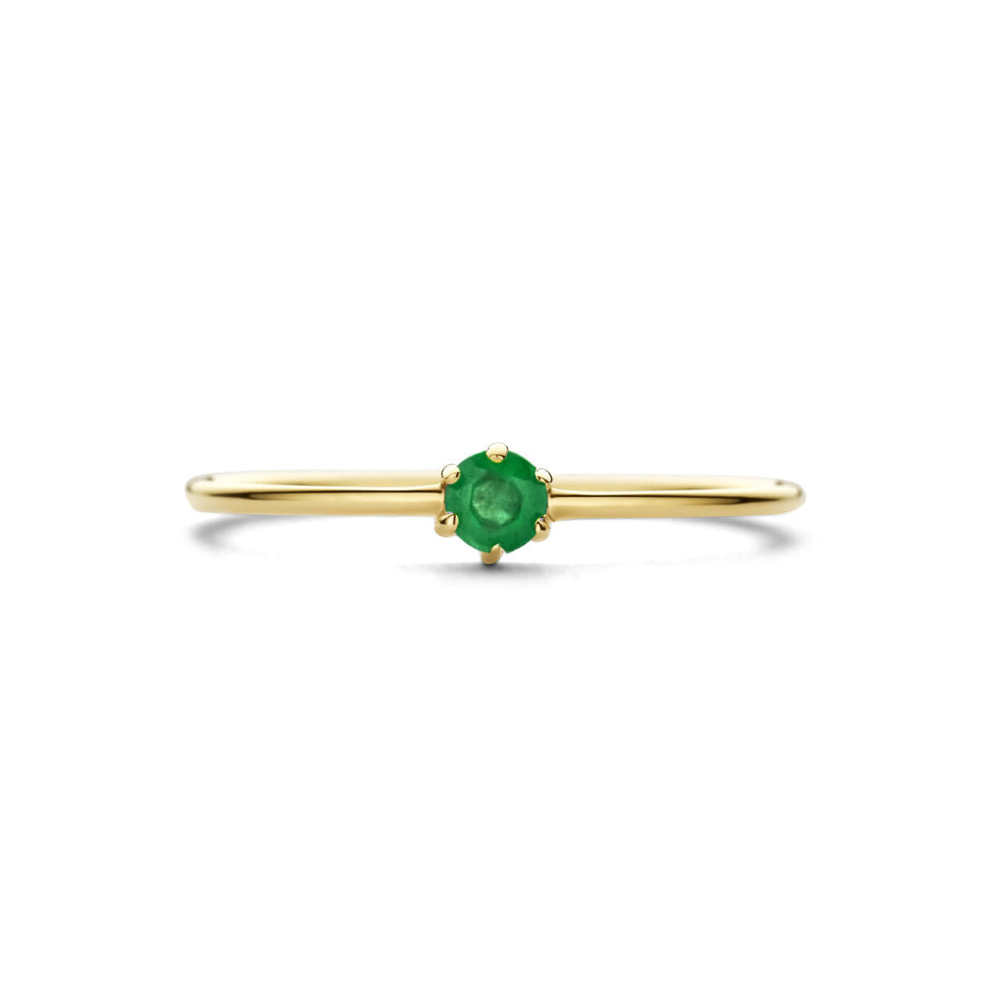 ring met geboortesteen smaragd mei 14K geelgoud
