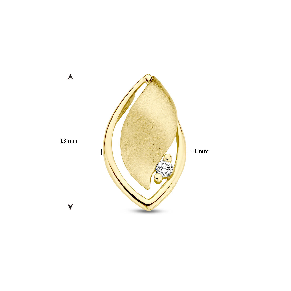 wisiorek poli/mat diament 0.04ct h si 14K żółte złoto