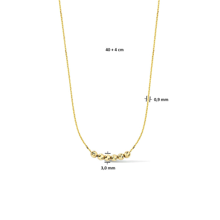 collier bolletjes gediamanteerd 0,9 mm 40 + 4 cm 14K geelgoud