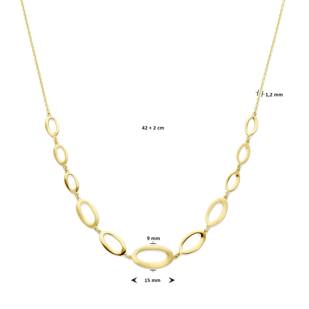 collier 42 + 2 cm poli/mat 14K geelgoud