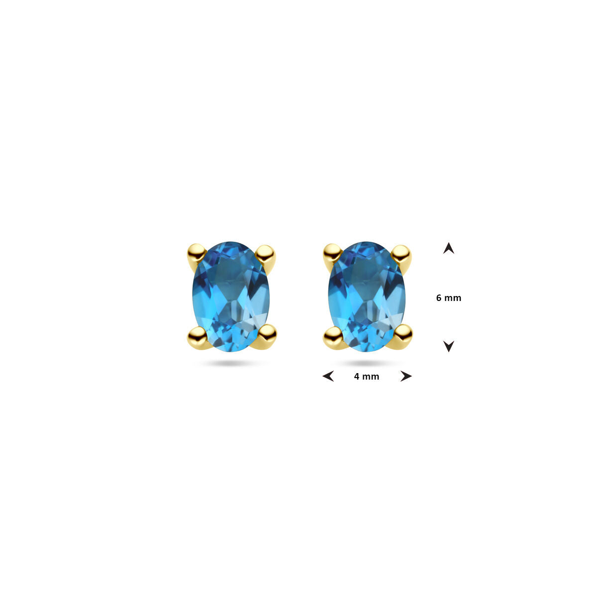kolczyki wkrętki london blue topaz 14K żółte złoto
