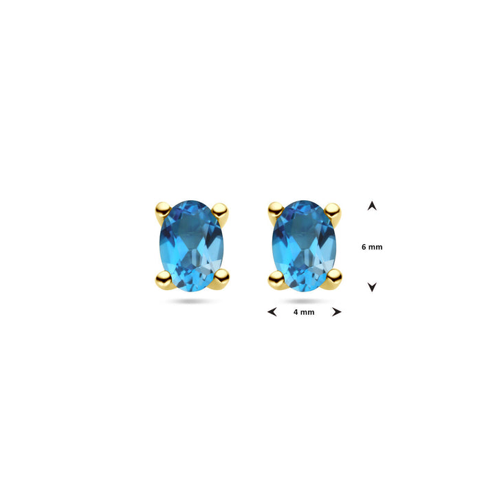 oorknoppen london blue topaas 14K geelgoud