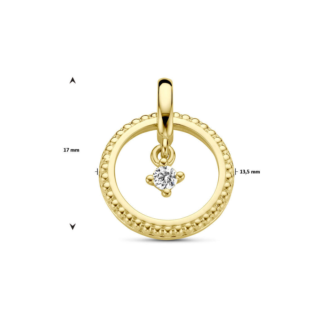 hanger cirkel diamant 0.06ct h si 14K geelgoud
