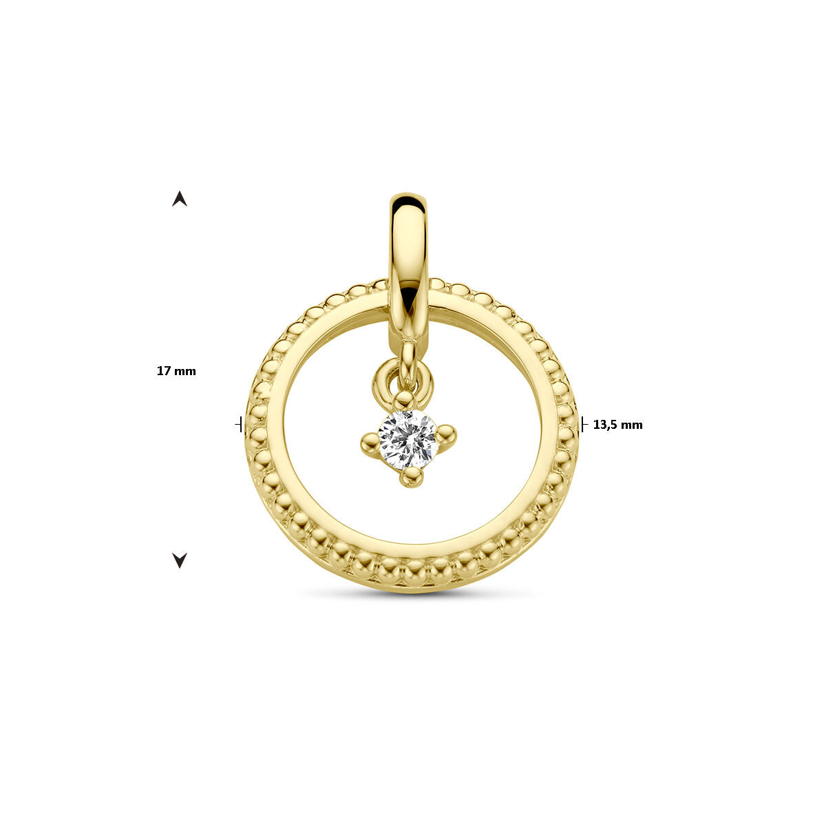 wisiorek okrągły diament 0.06ct h si 14K żółte złoto