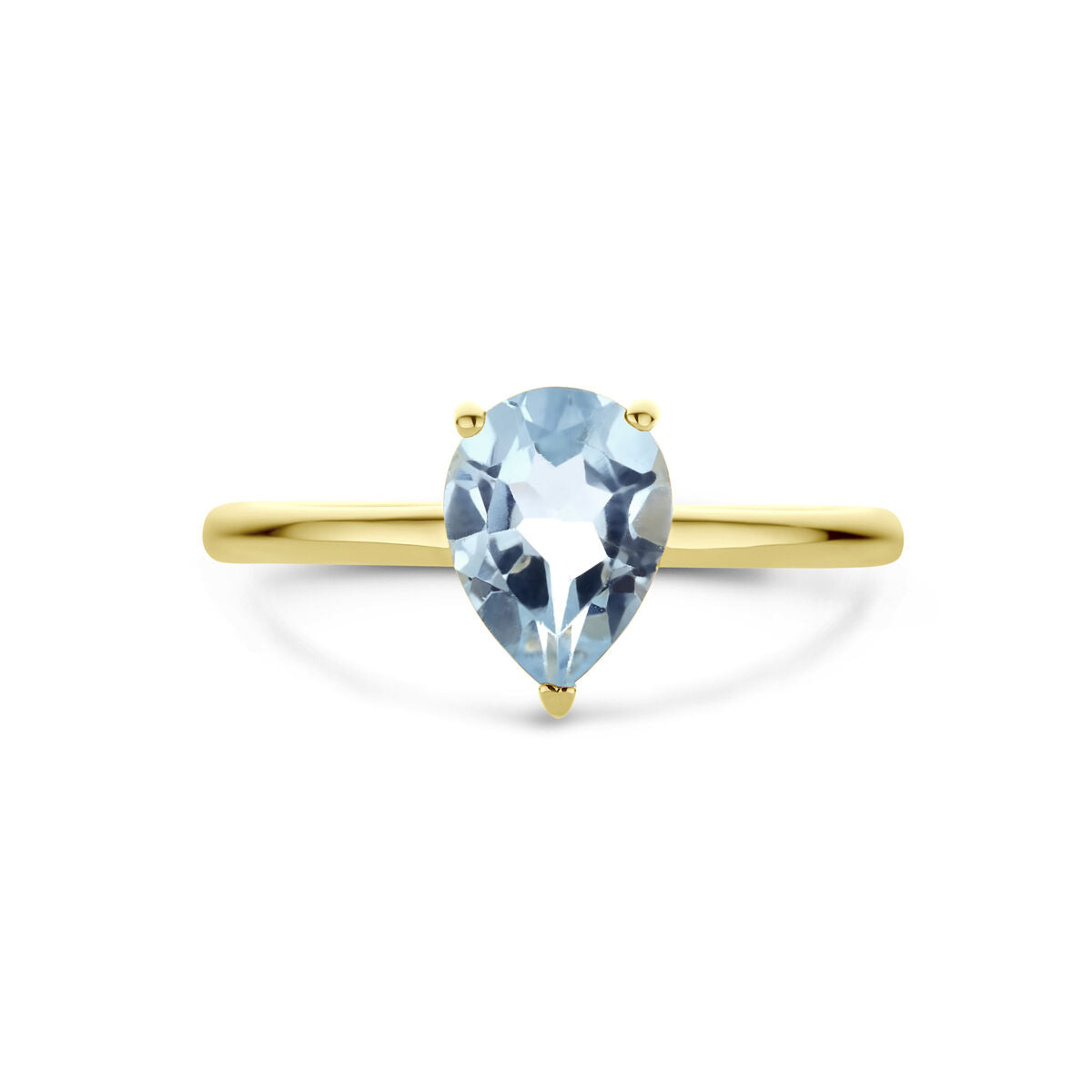 pierścionek niebieski topaz 14K żółte złoto