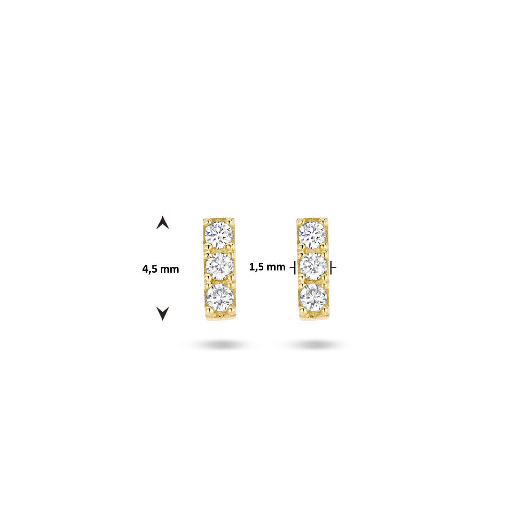 oorknoppen zirkonia 14K geelgoud