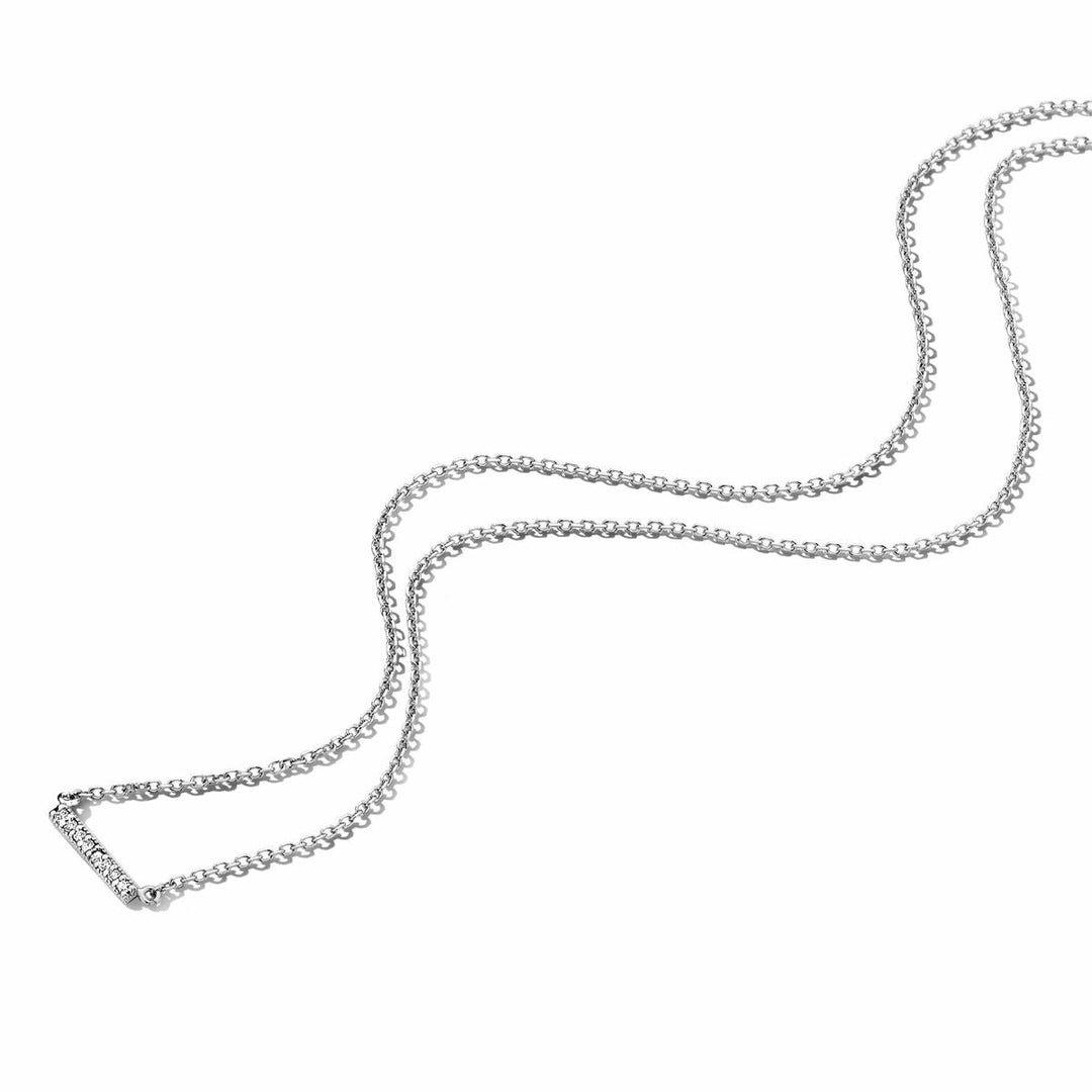 Gouden dames ketting balkje diamant 14K witgoud