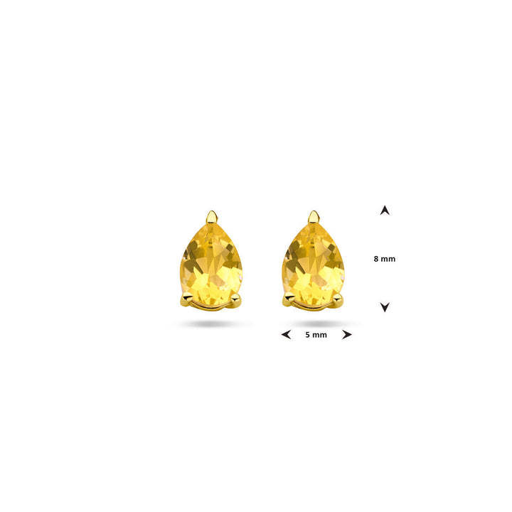 oorknoppen citrien 14K geelgoud