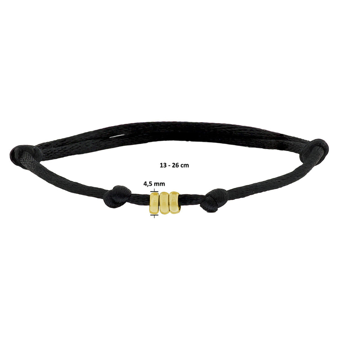 armband satijn 14K goud met rubber/nylon/leer
