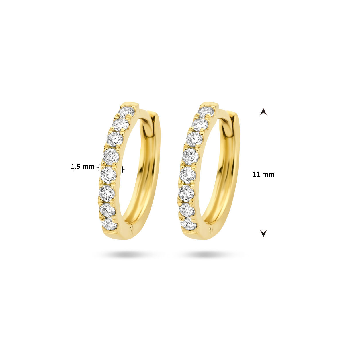 klapoświnki diament 0.15ct (2x0.075ct) g si 14K żółte złoto