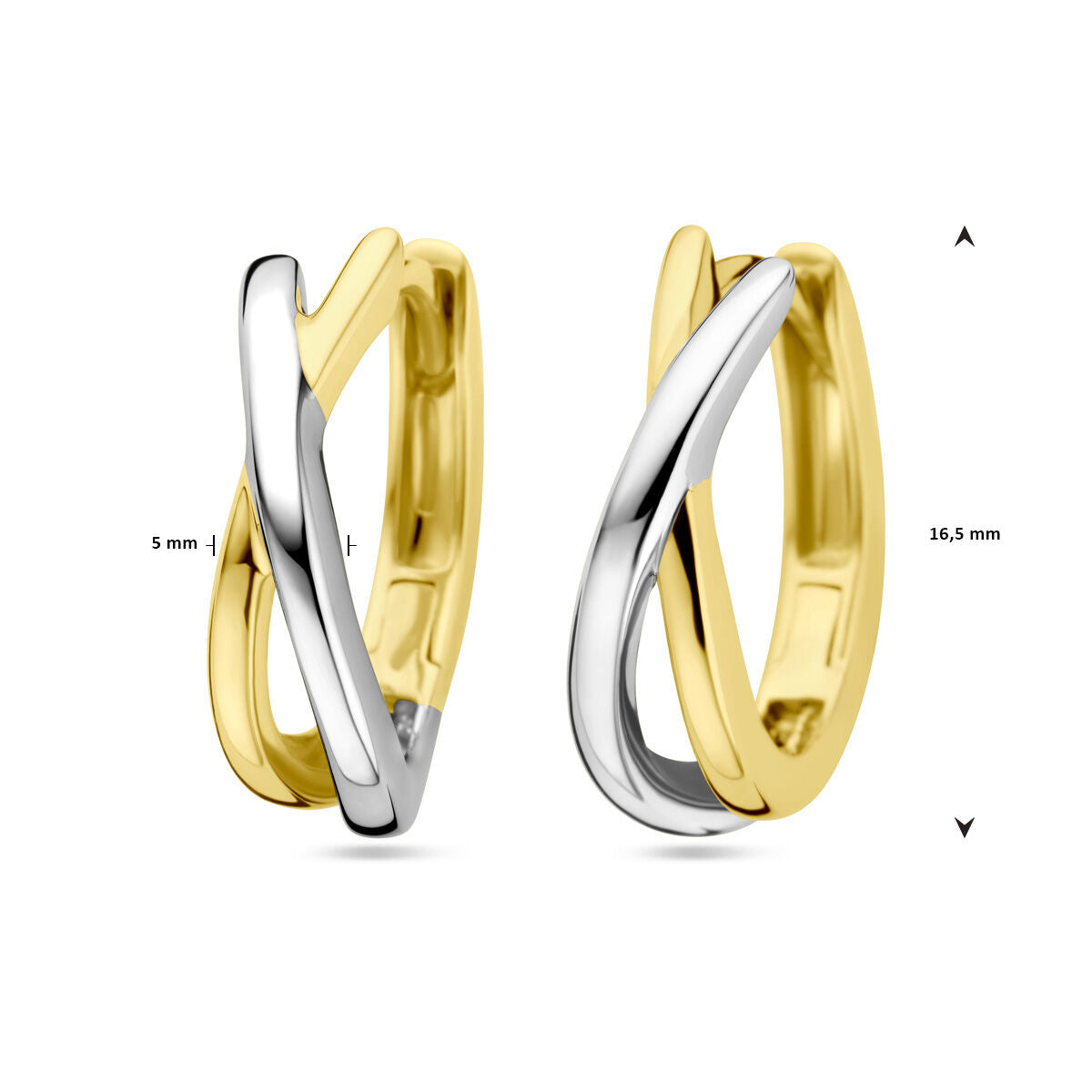 klipsy wkrętki 14K bicolor złoto żółte/białe