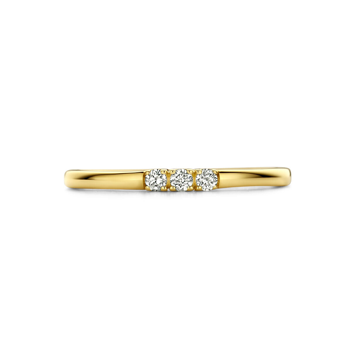 pierścionek memoriałowy trilogia diament 0.09ct h si 14K żółte złoto