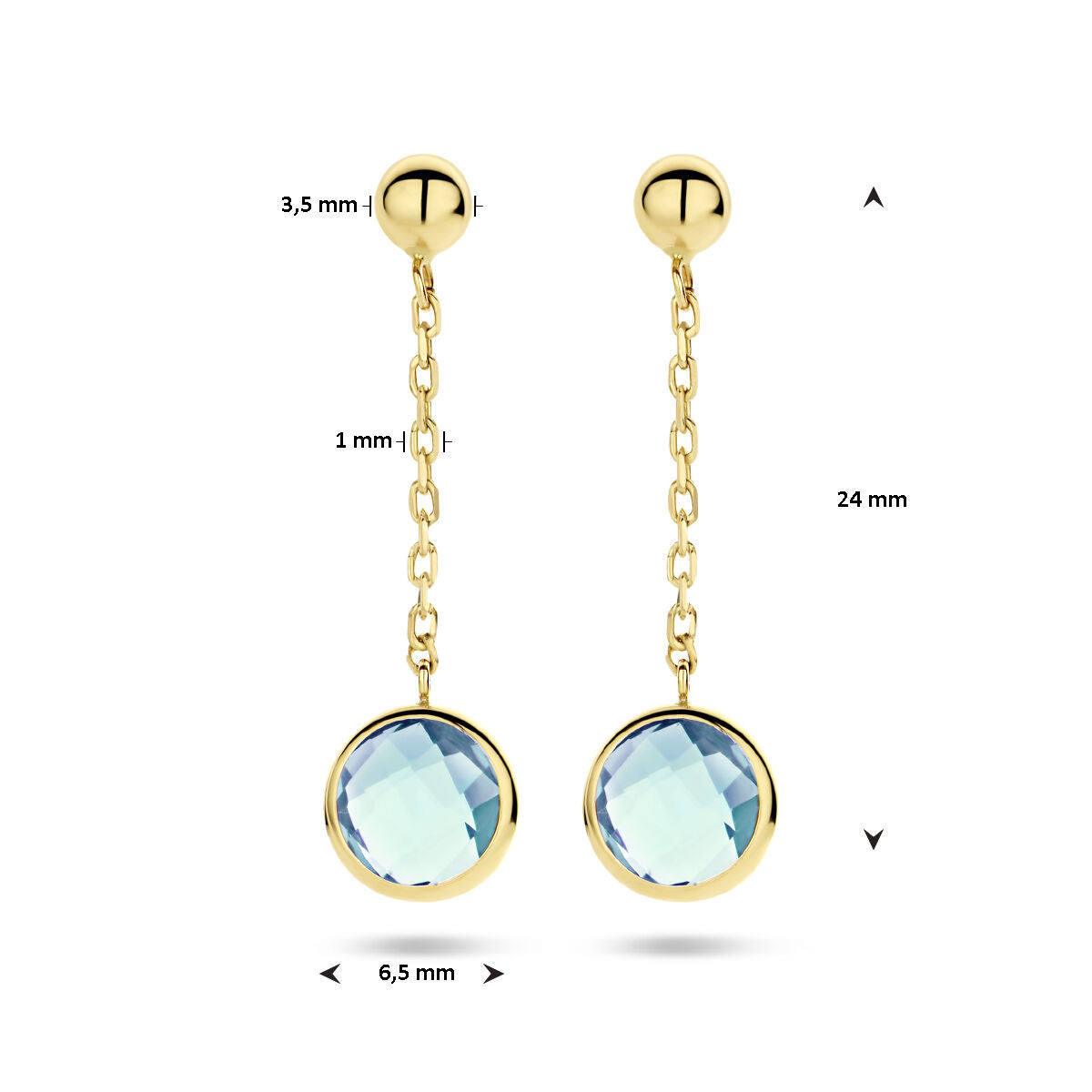 kolczyki topaz 14K żółte złoto