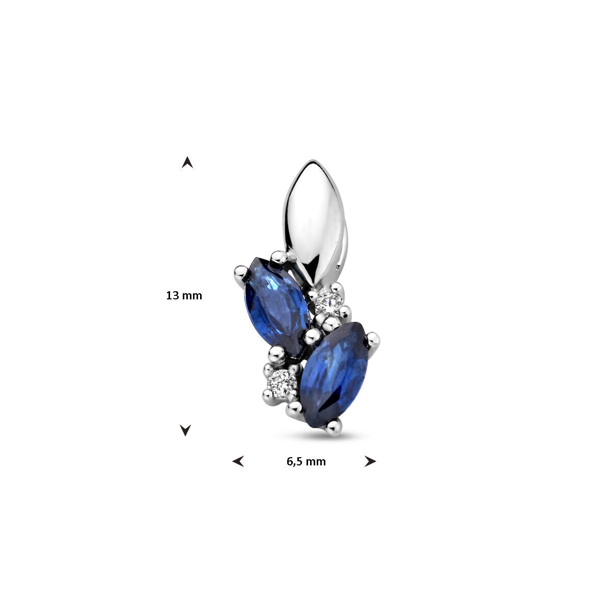 wisiorek z szafirem i diamentem 0.02ct h p1 14K białe złoto