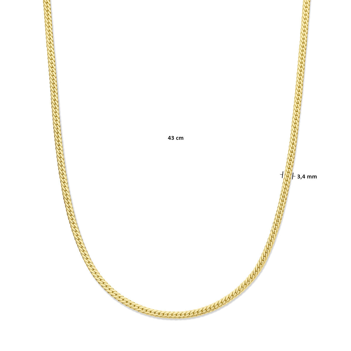 naszyjnik gourmette 3,4 mm 43 cm 14K żółte złoto
