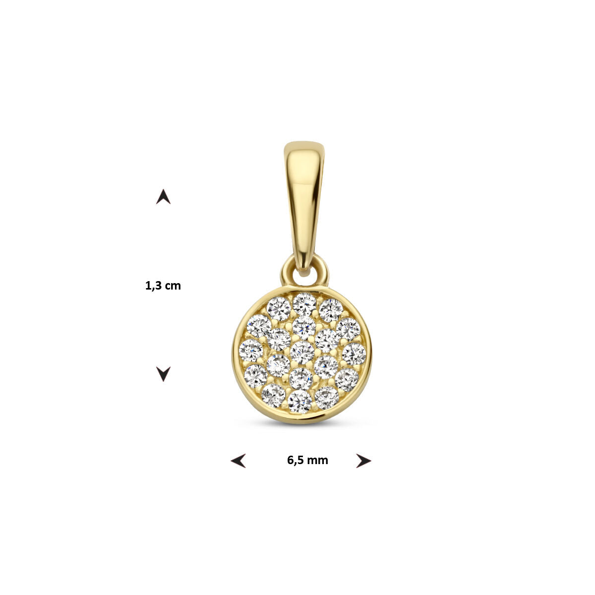 wisiorek okrągły cyrkonia 14K żółte złoto