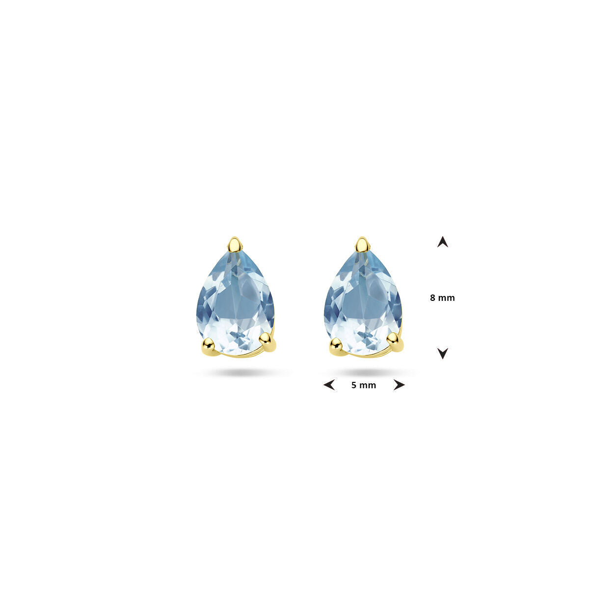 kolczyki wkrętki niebieski topaz 14K żółte złoto
