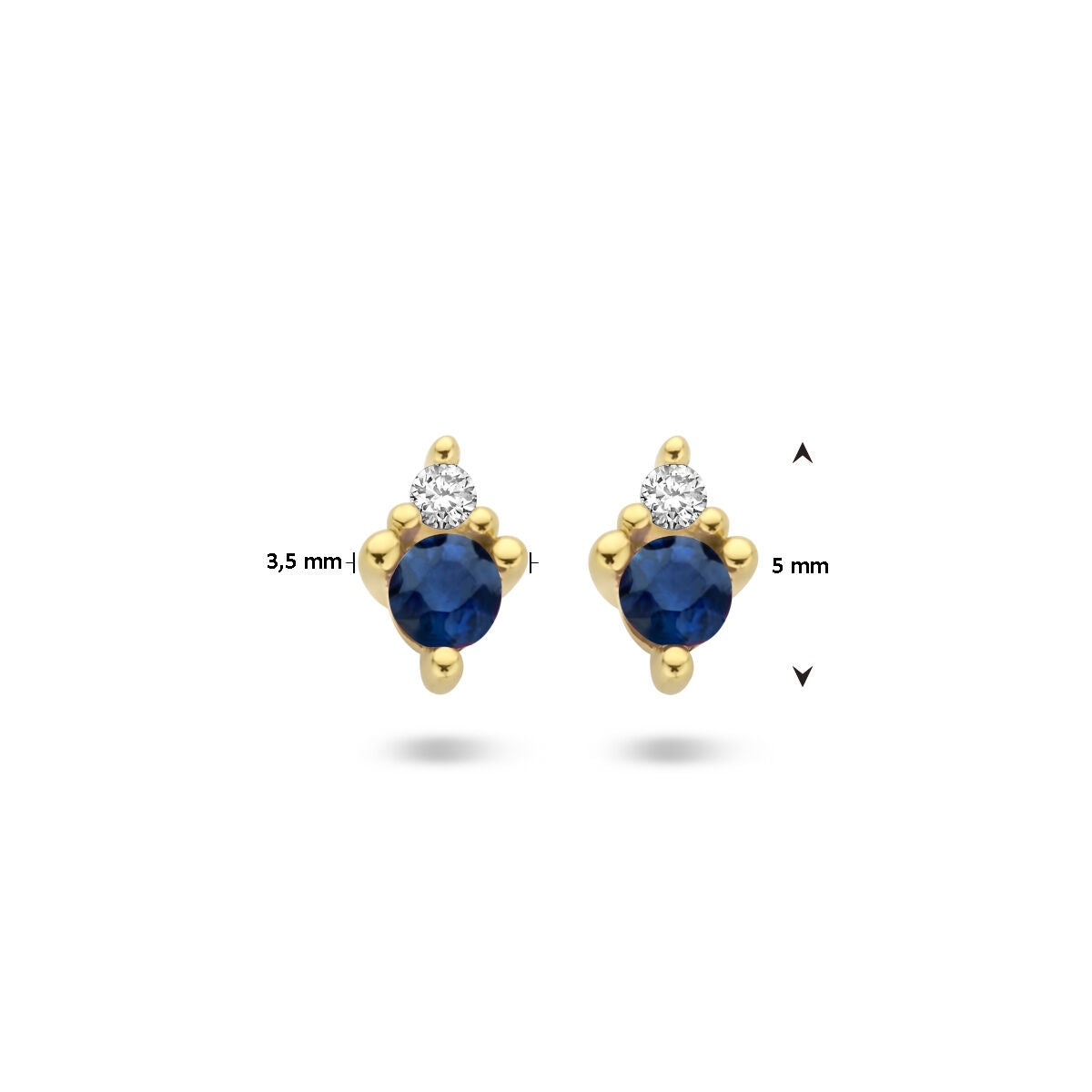 kolczyki z szafirem i diamentem 0.02ct (2x 0.01ct) h p1 14K żółte złoto